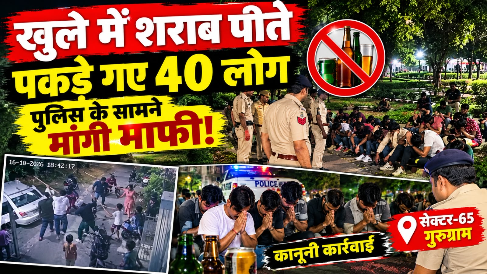 खुले में शराब पीते पकड़े गए 40 लोग, पुलिस के सामने मांगी माफी!