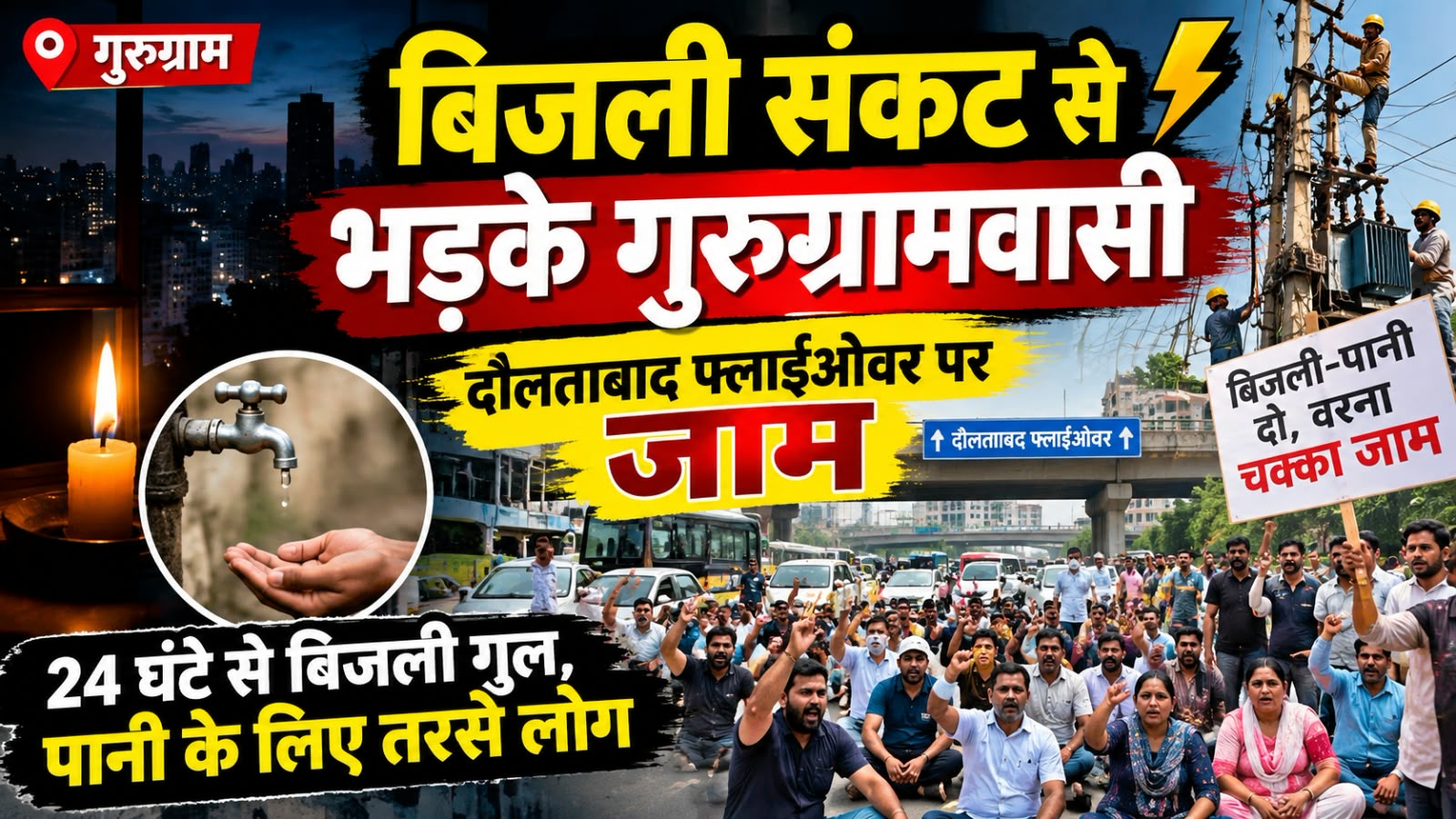 गुरुग्राम में बिजली संकट से भड़के लोग, सड़कों पर उतरे
